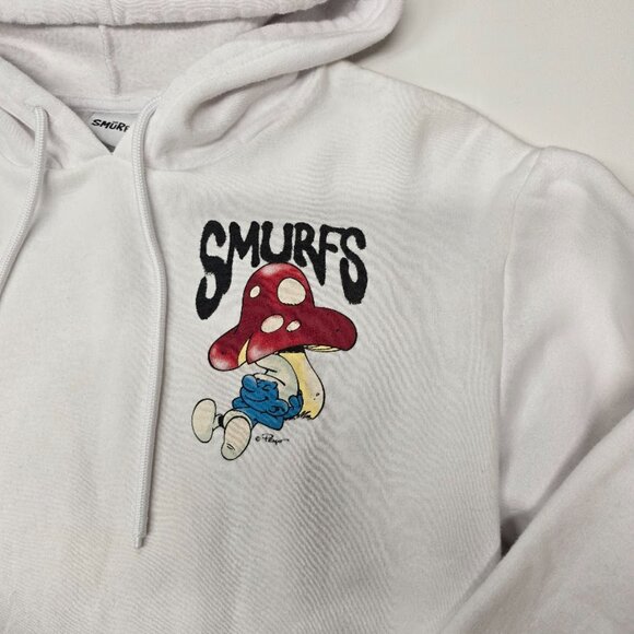 The Smurfs White Hoodie Hooded Sweatshirt Mushroom Pullover Small - Picture 9 of 9